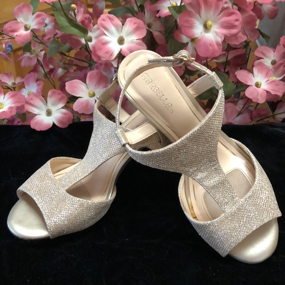 Marbella Glittery Light Gold 3” High Heels 👠